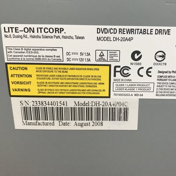 Lite-On DH-20A4P 20x Dual Layer DVD±RW IDE Drive - Picture 5 of 5